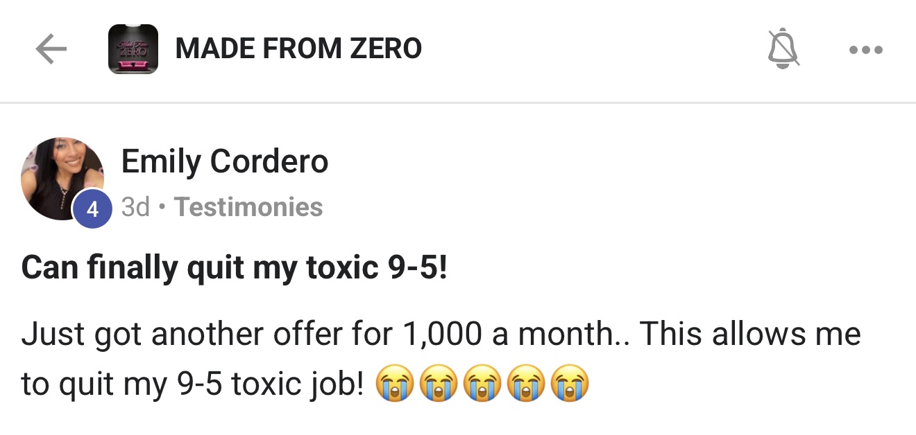 Emily Cordero — $1,000/month offer — quitting her toxic 9–5